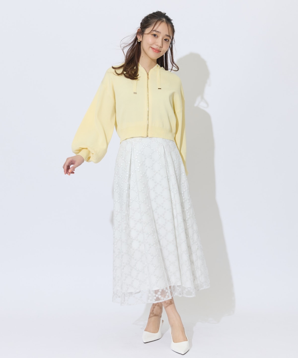 クロップドニットフーディー