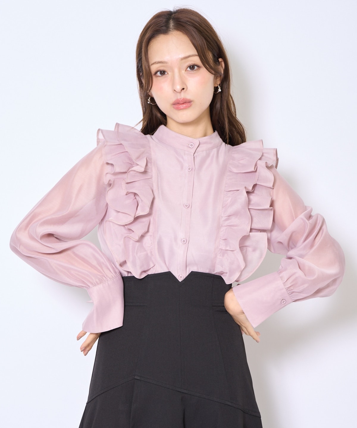 ボウタイフリルシアーブラウス