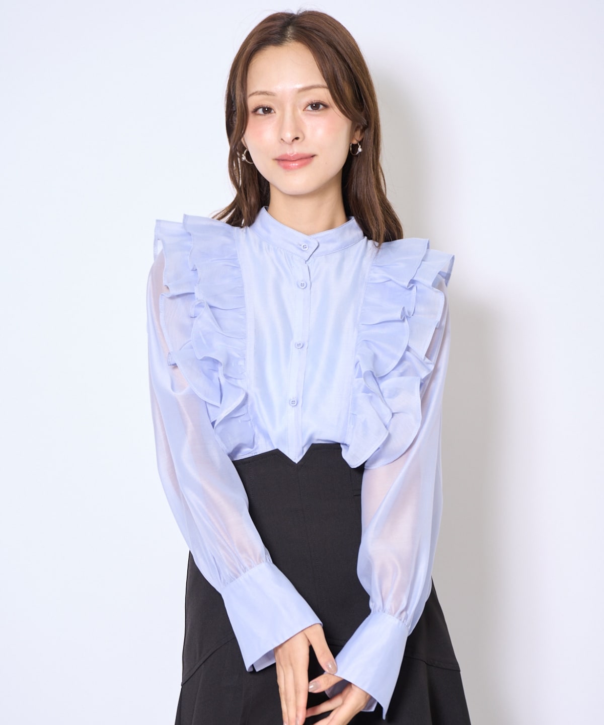 ボウタイフリルシアーブラウス