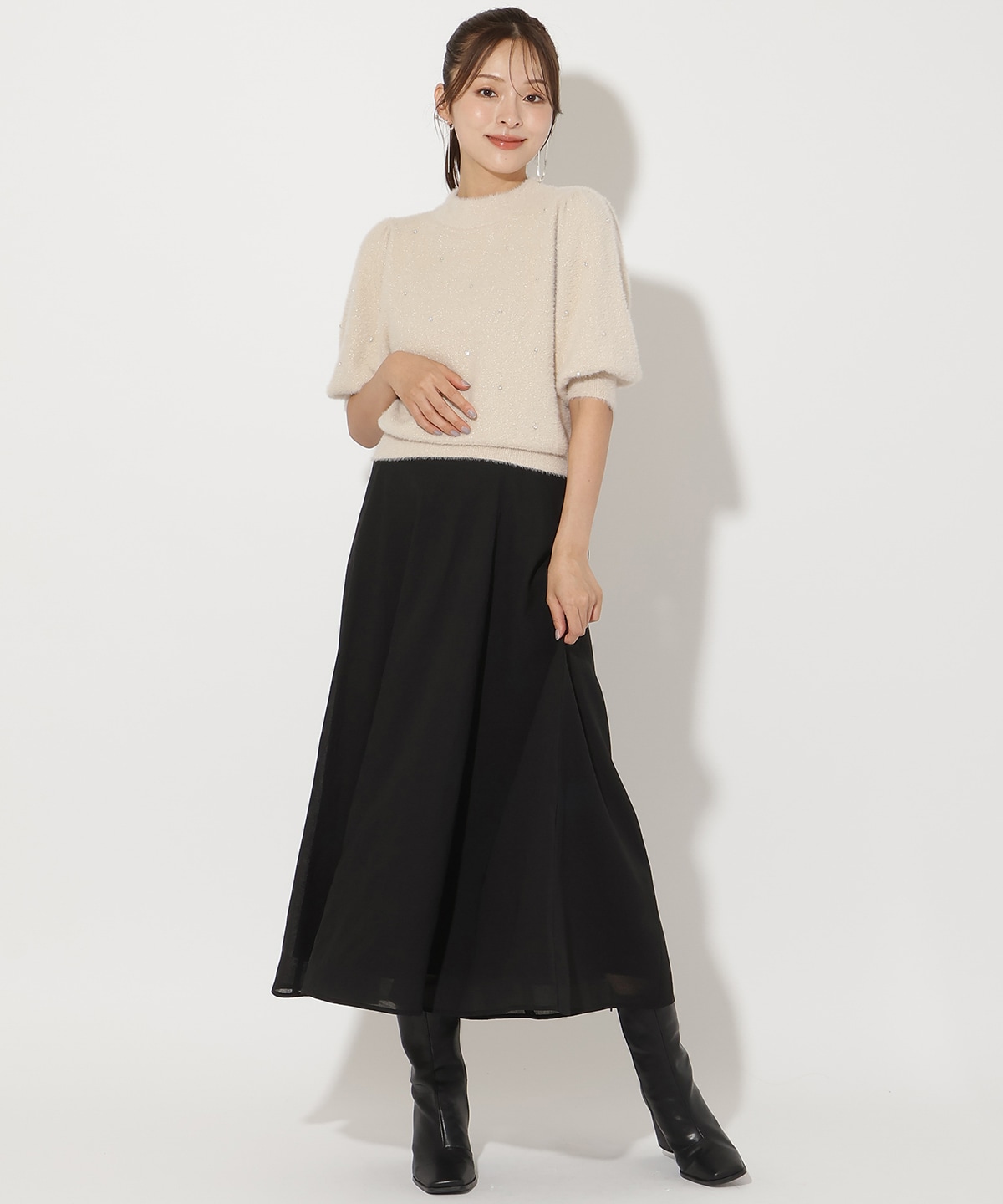 サイドリブシアーフレアスカート