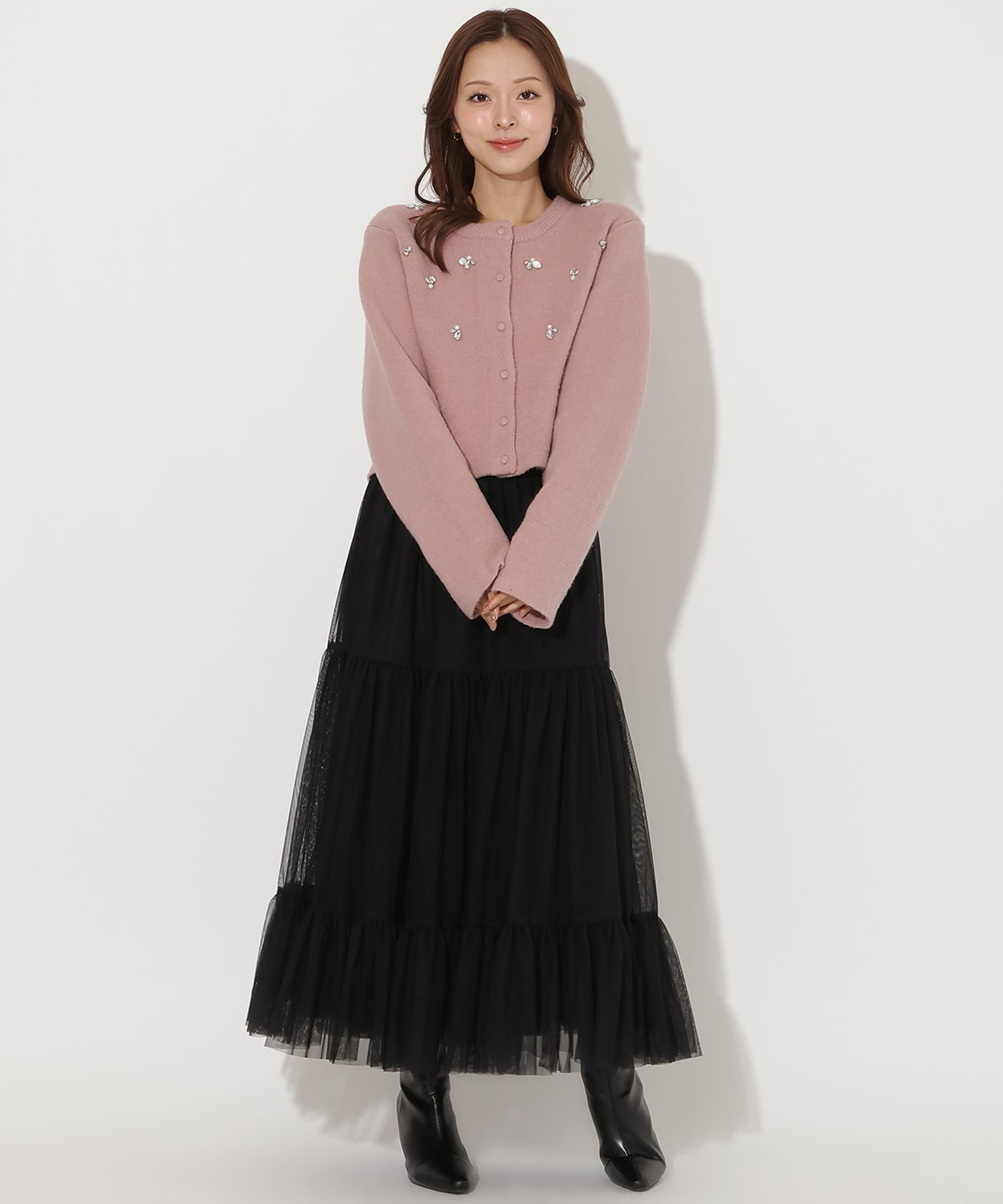 チュールティアードギャザースカート