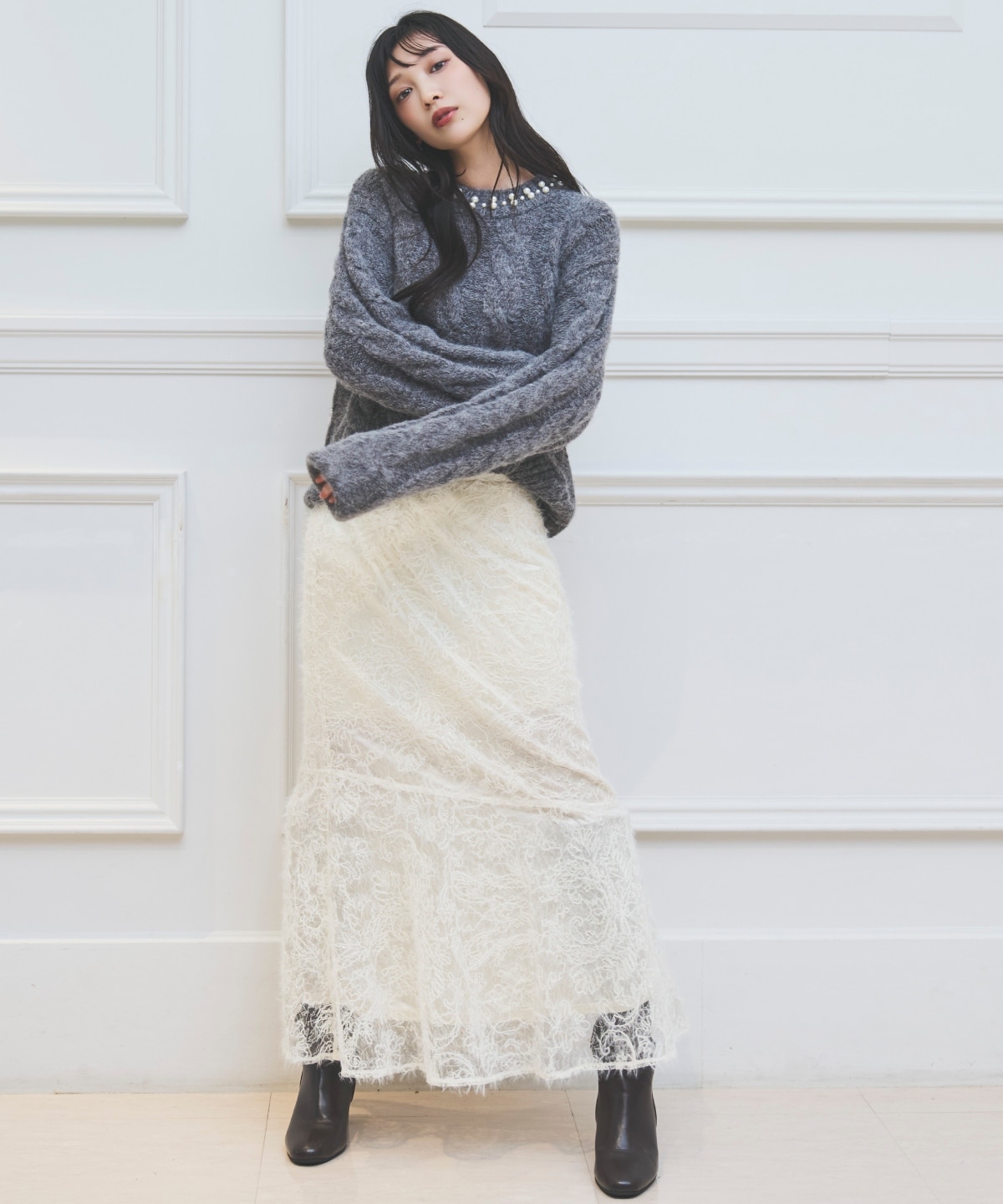 へアリーレースマーメイドスカート