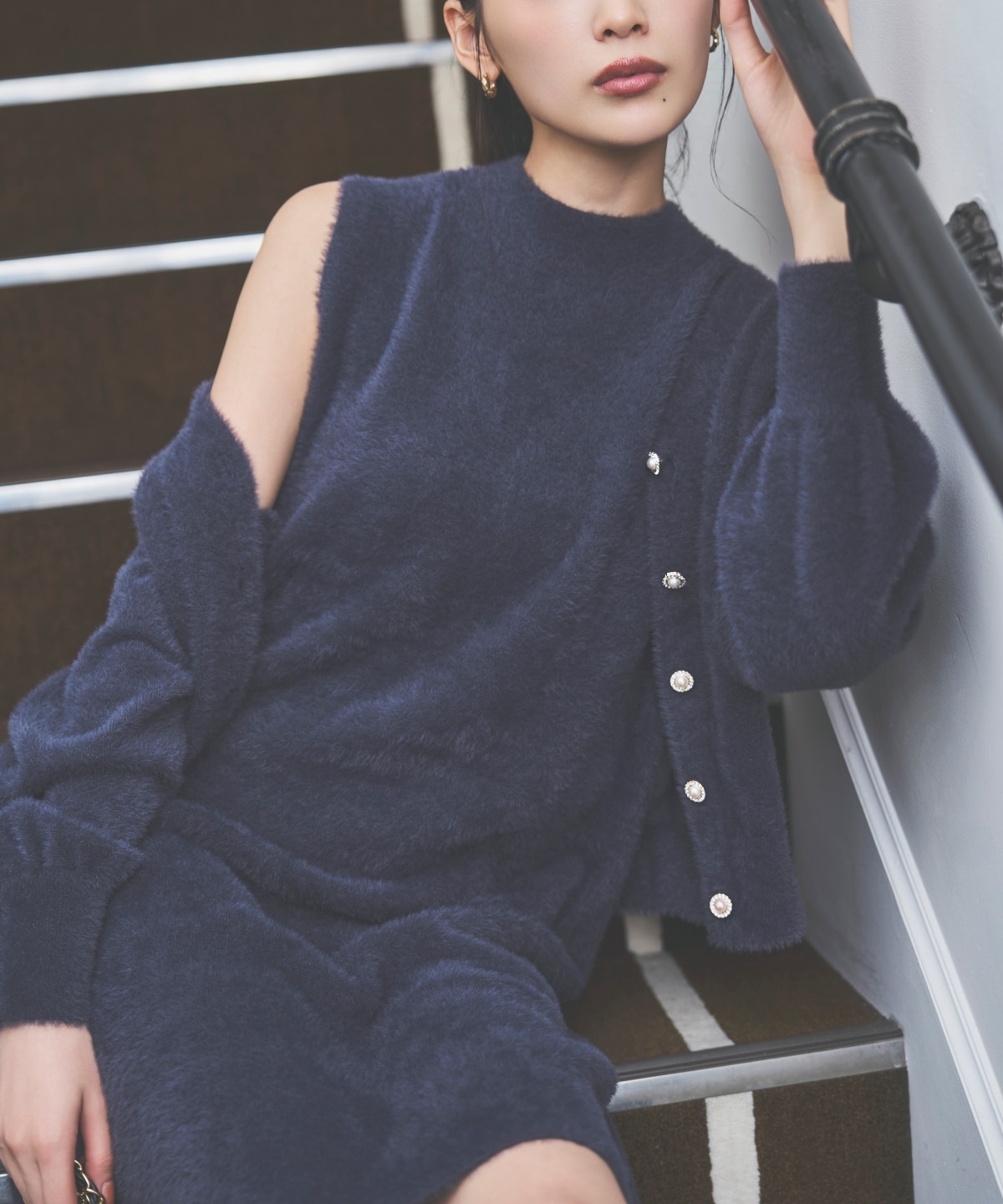 ラメフェザーニットアンサンブル