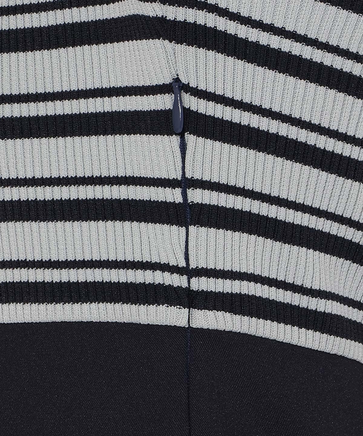 襟付きボーダードッキングワンピース