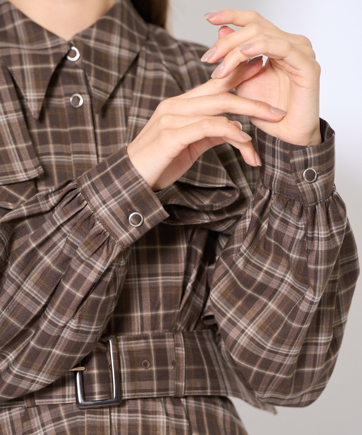 フリルケープシャツワンピース