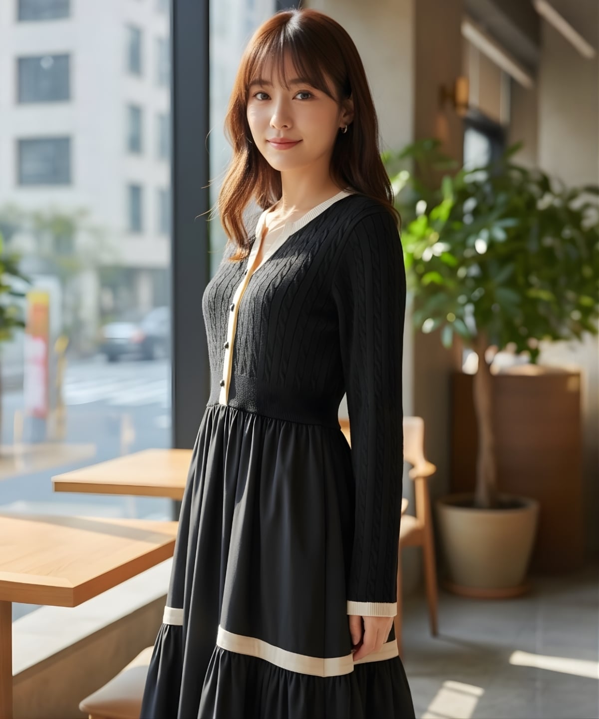 【1/1発売商品】ケーブル編みニットドッキングワンピース