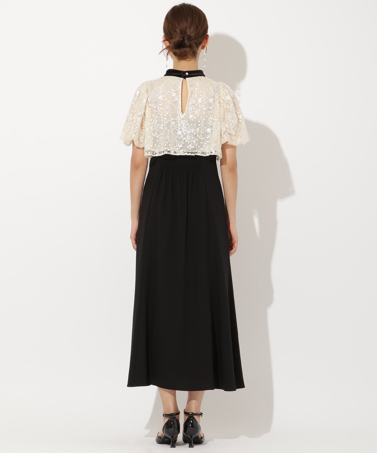 ベロアトリミングブラウス×ドレス