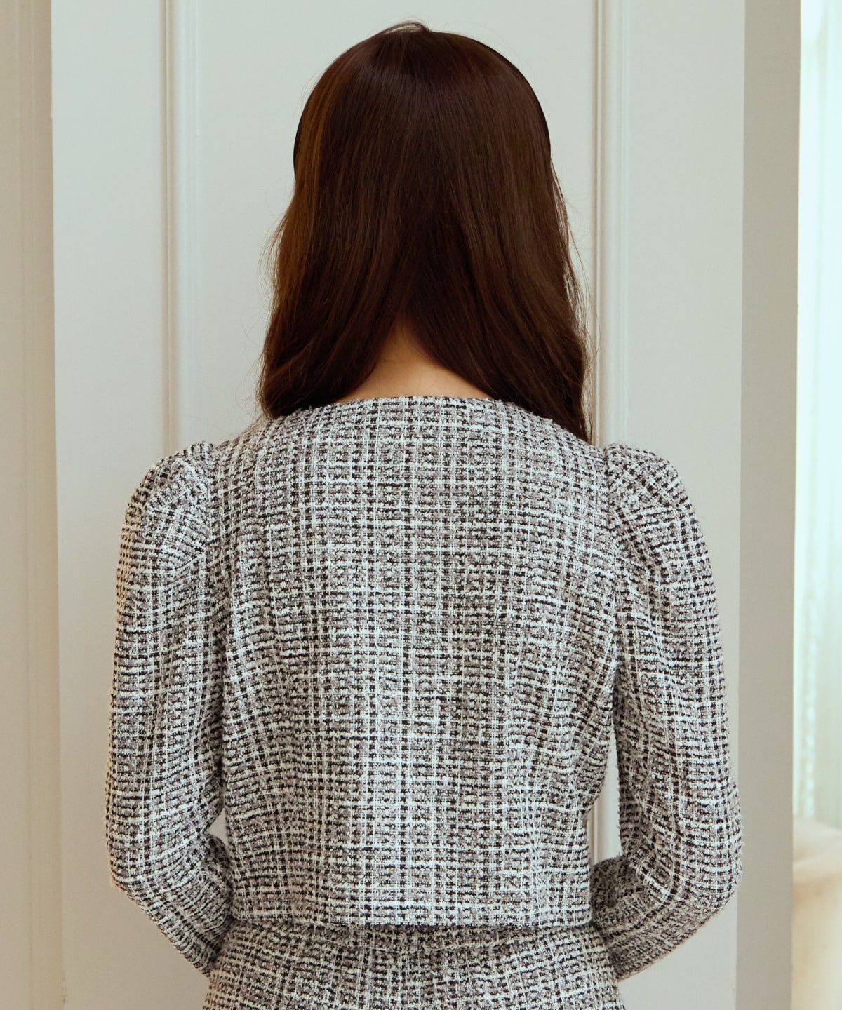 カットツイードノーカラージャケット