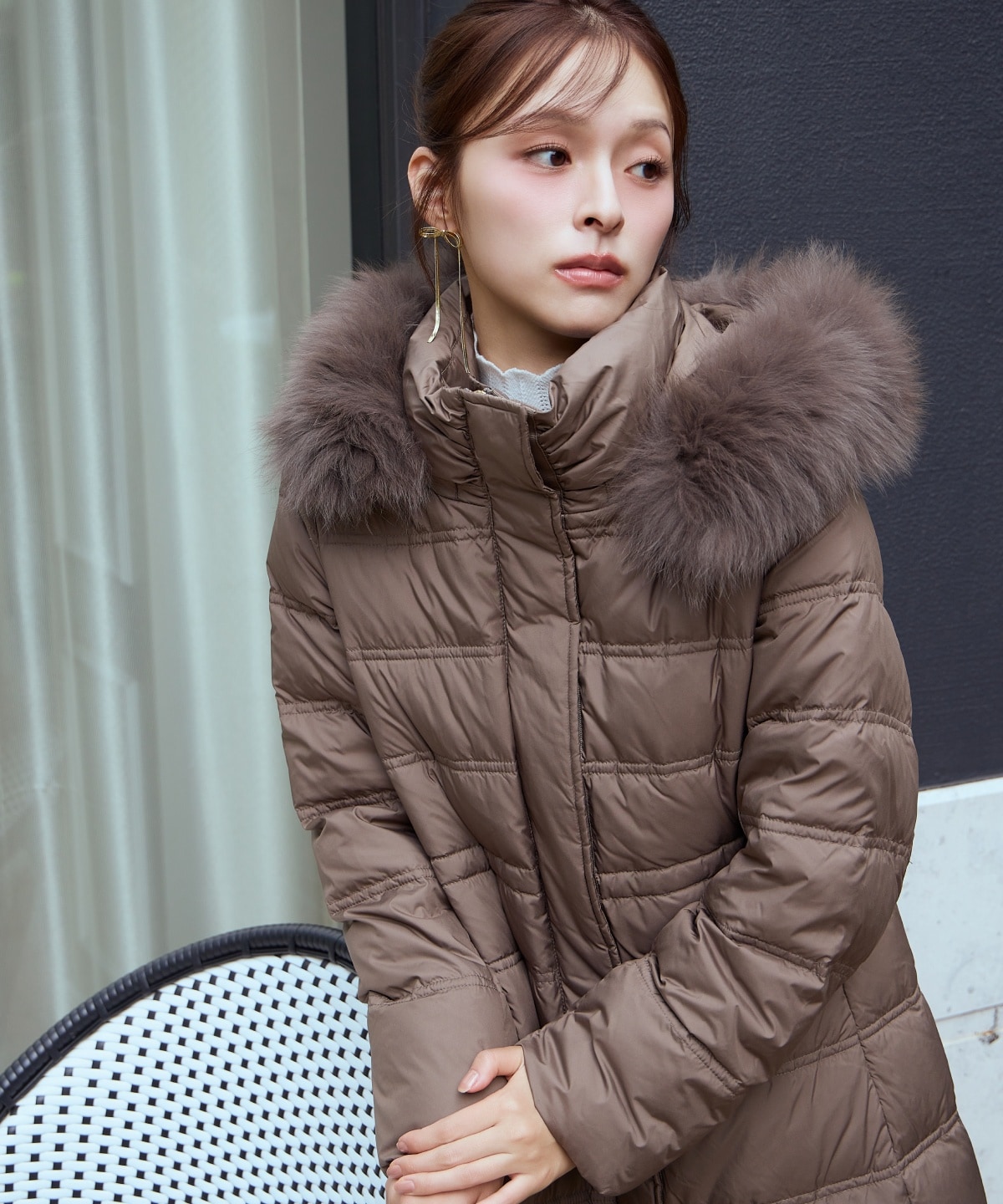 FOXファー付きスーパーロングダウン