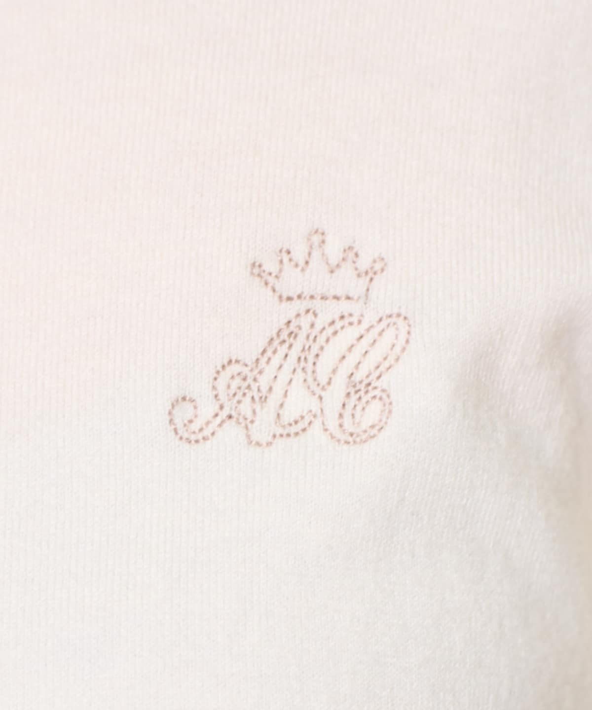 刺繍クルーネック長袖カーディガン