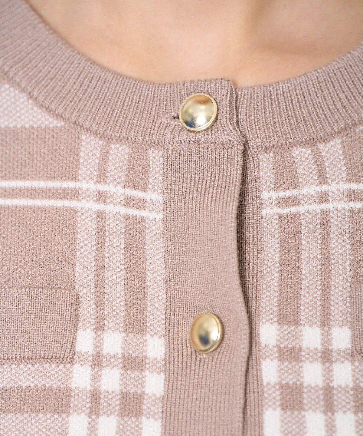 チェックジャガードニットカーディガン