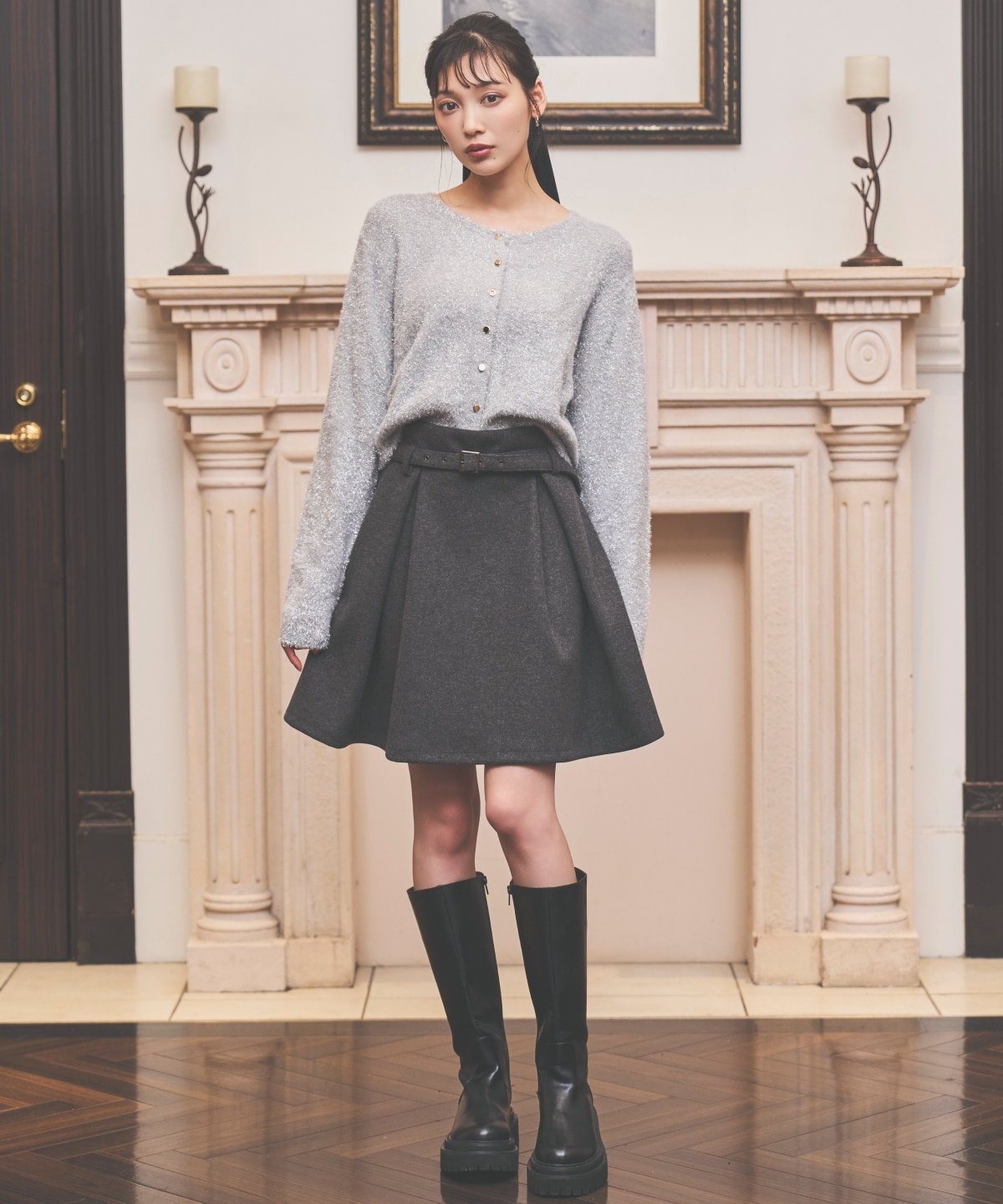 ラメシャギーニットカーディガン