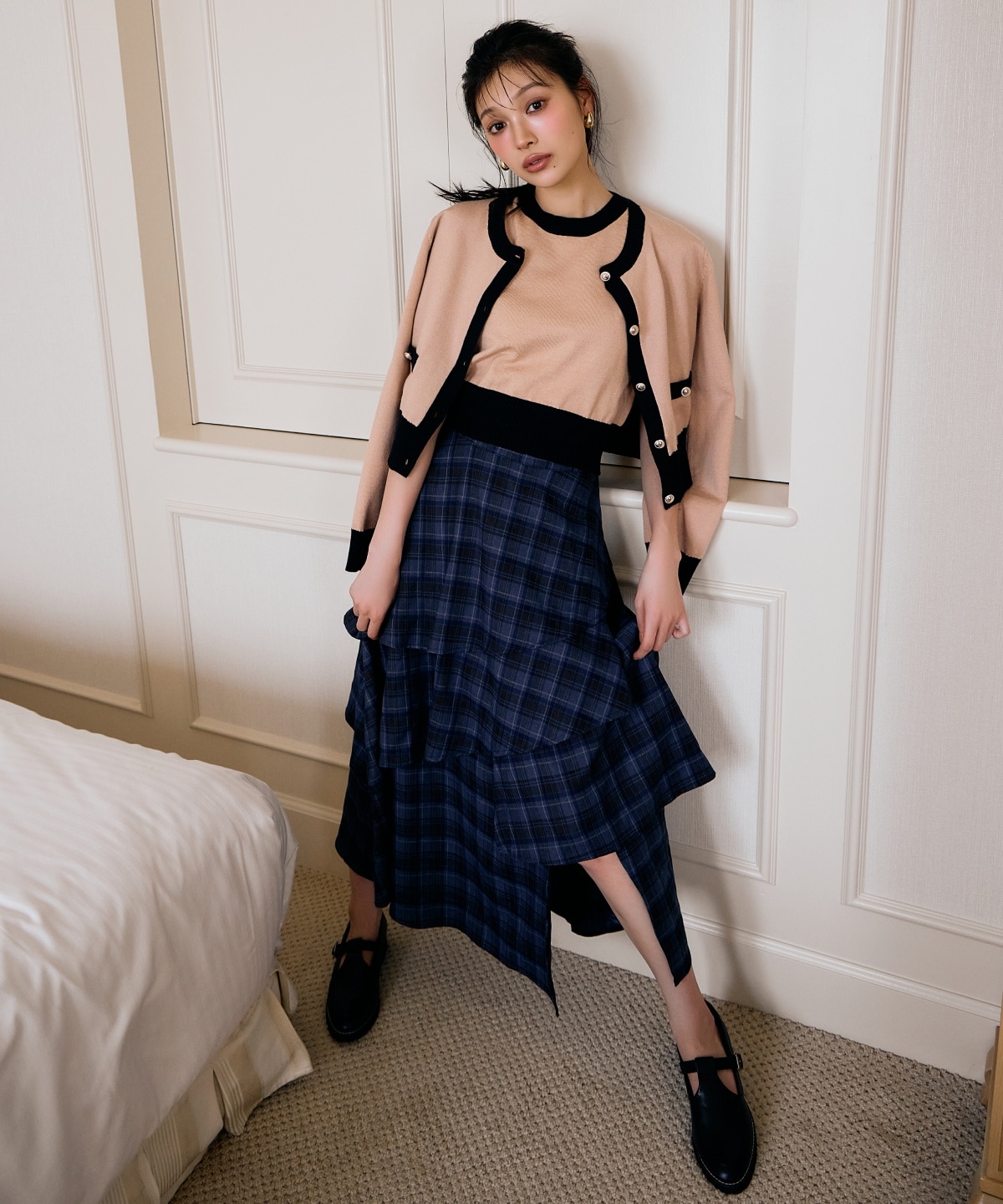 バイカラーアンサンブルニット