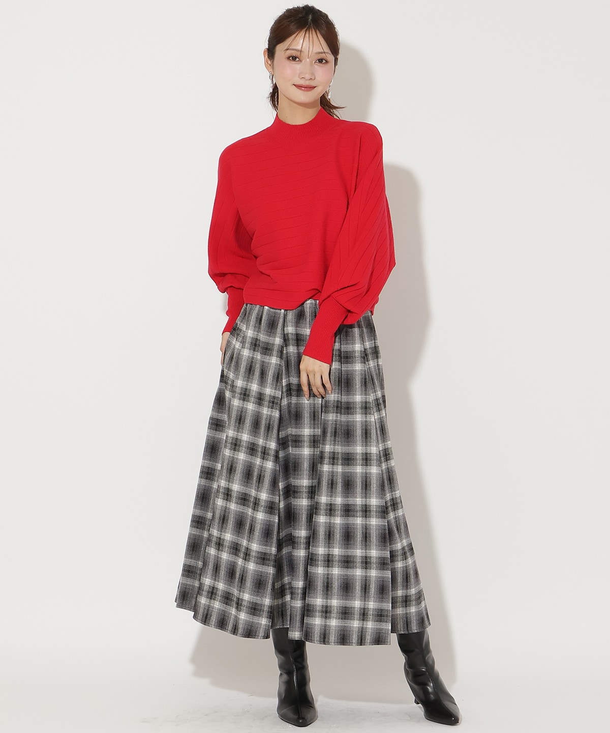 ワイドリブドルマンニット