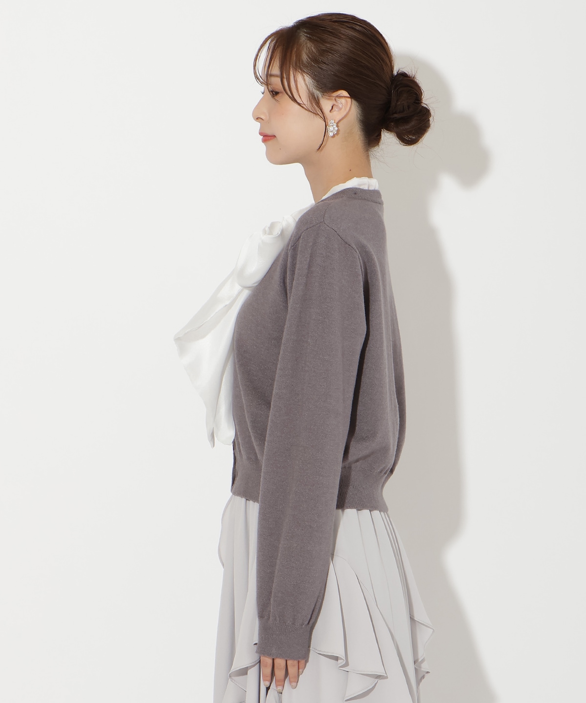 【先行予約受付中】異素材リボンニットカーディガン