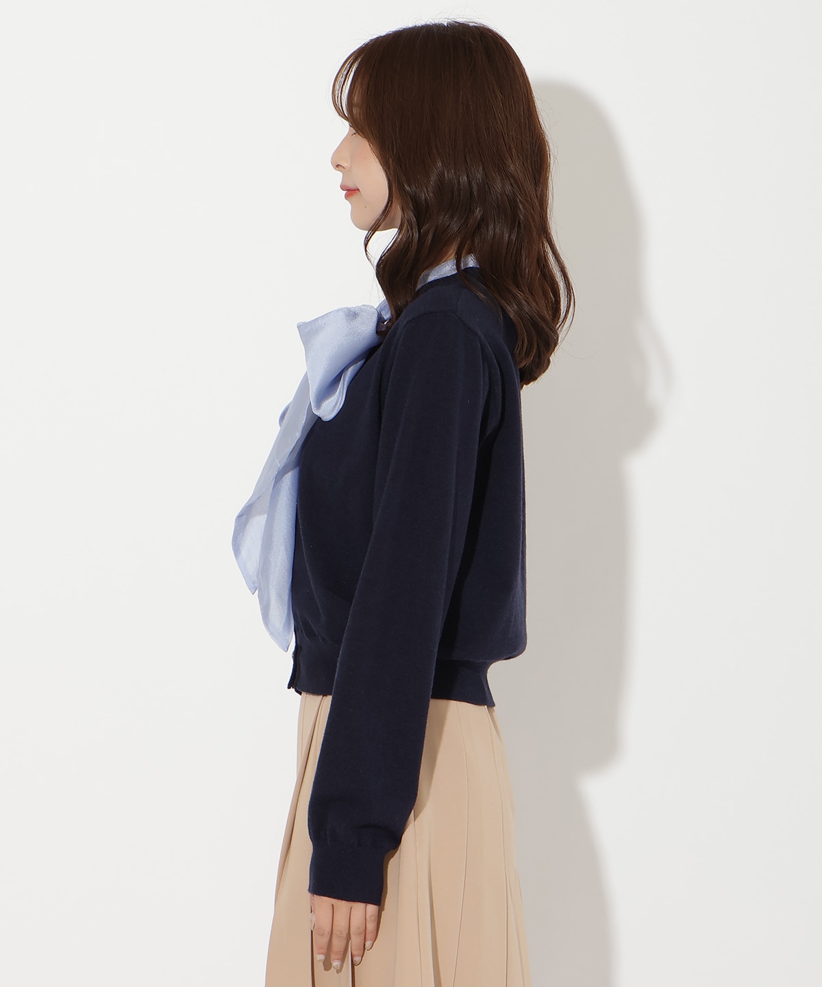 【先行予約受付中】異素材リボンニットカーディガン