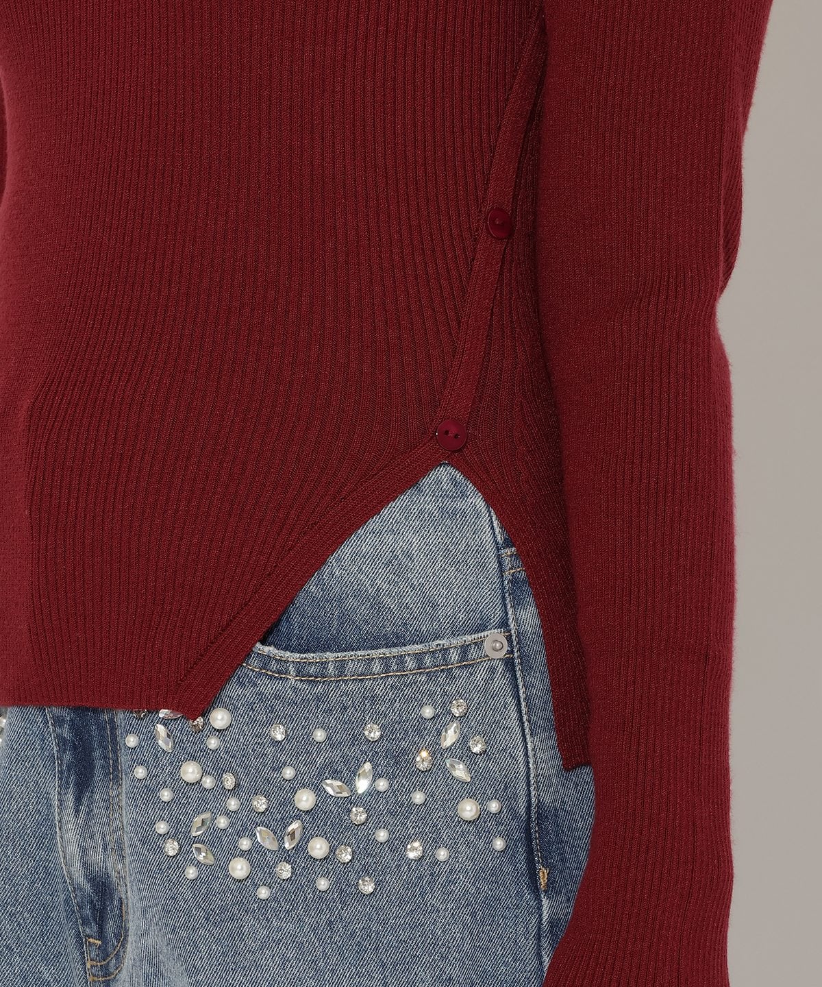 アシメＶネック長袖プルオーバー