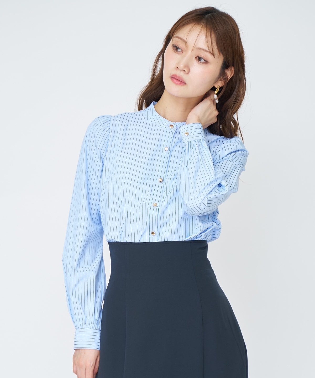 【先行予約受付中】バタフライリボンストライプブラウス