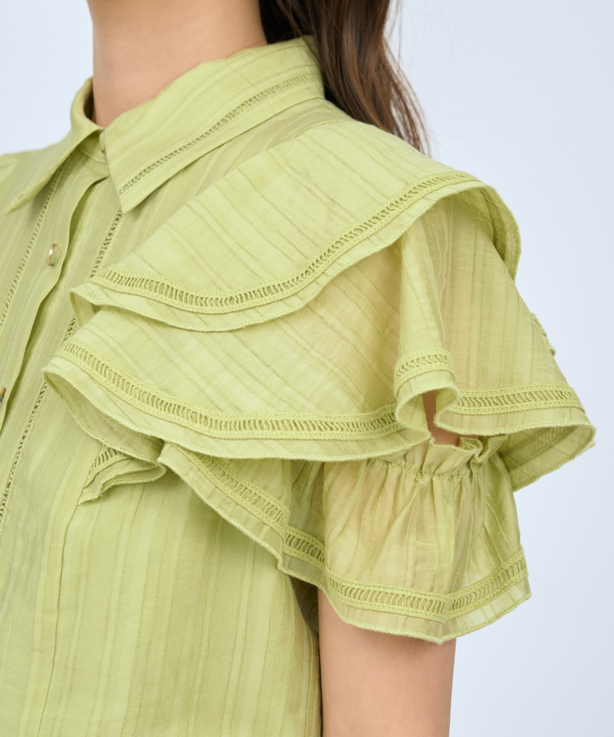 【先行予約受付中】ラッフルスリーブシャツブラウス