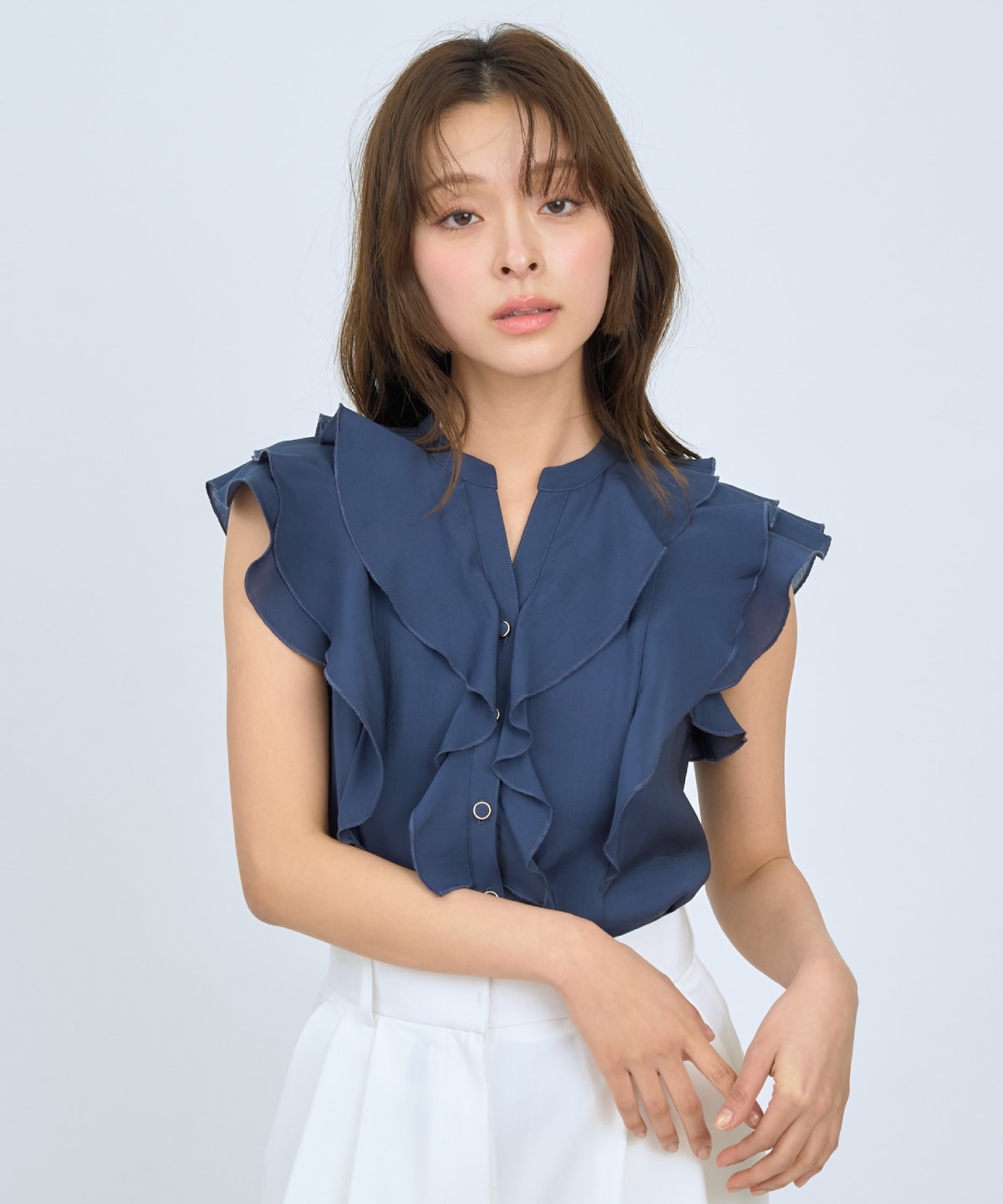 【先行予約受付中】フレンチスリーブラッフルブラウス