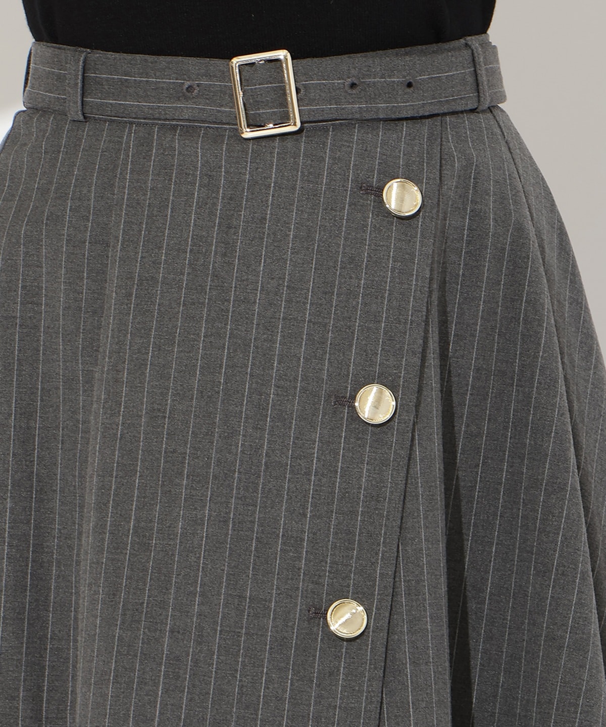 【先行予約受付中】ベルト付きレイヤードデザインフレアスカート