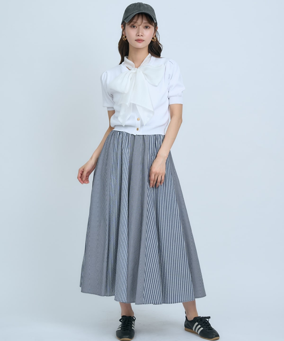 【先行予約受付中】サッカーストライプ柄組み合わせロングスカート