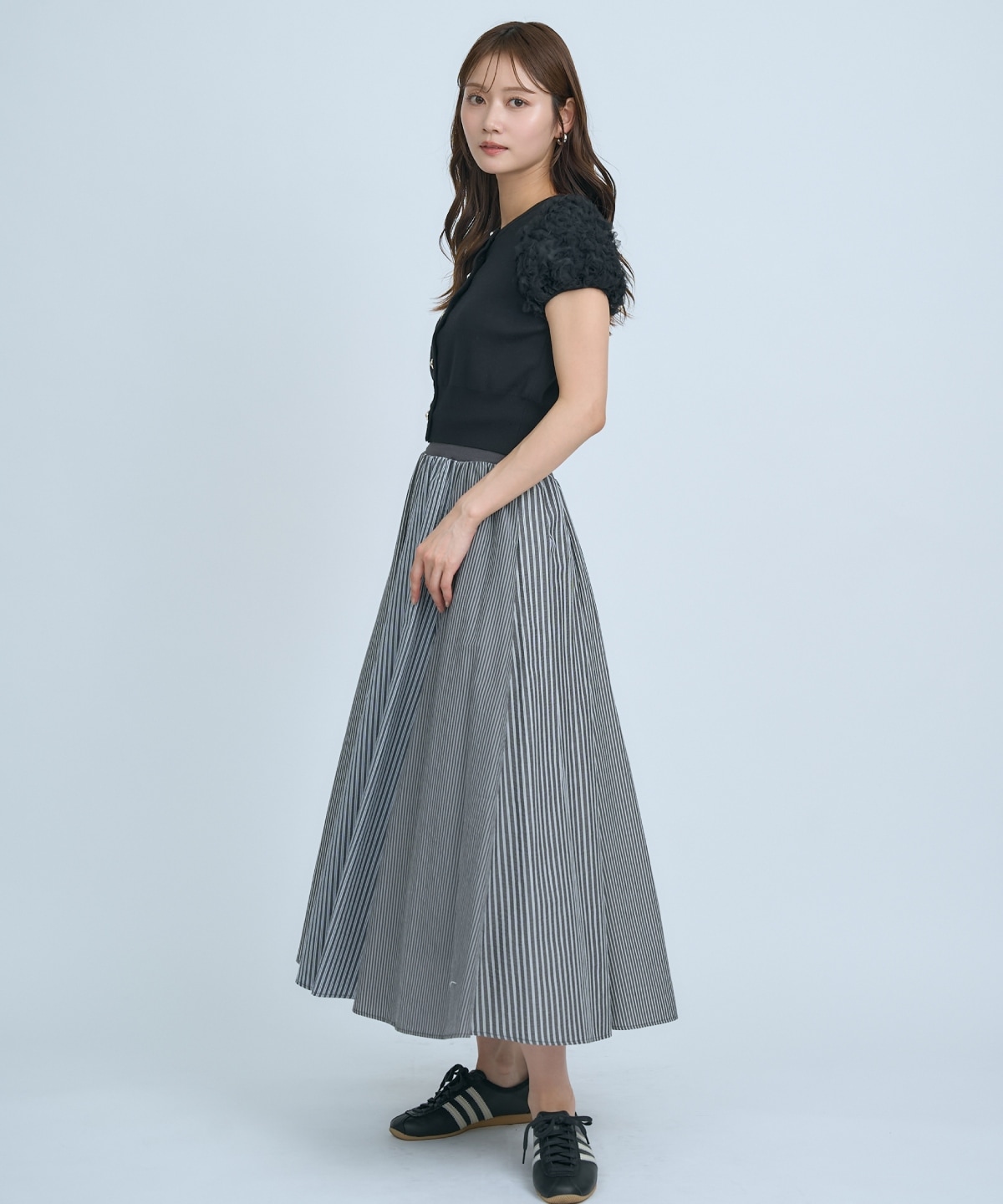 【先行予約受付中】サッカーストライプ柄組み合わせロングスカート