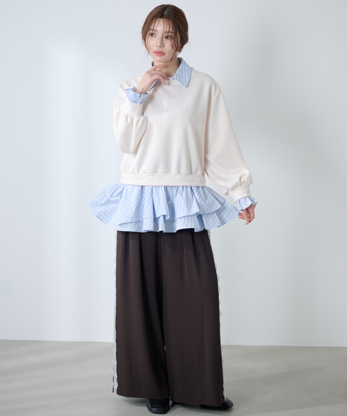 サイドレースラインワイドパンツ
