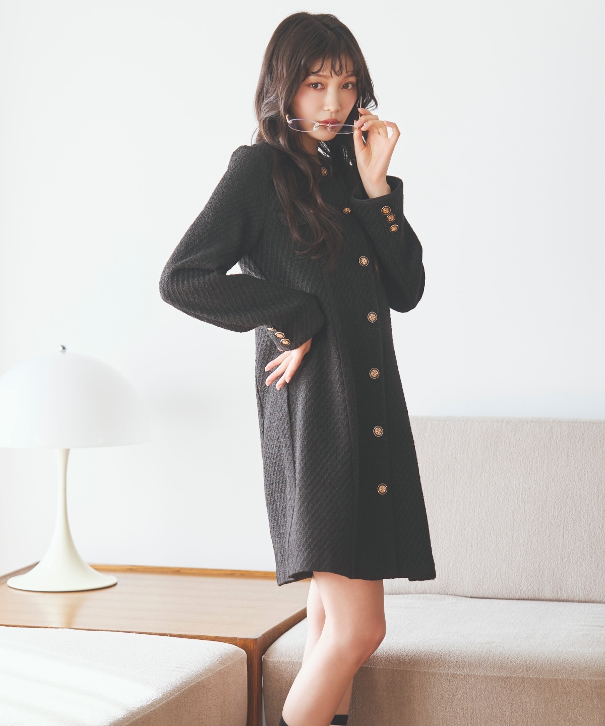 ツイードミニワンピース