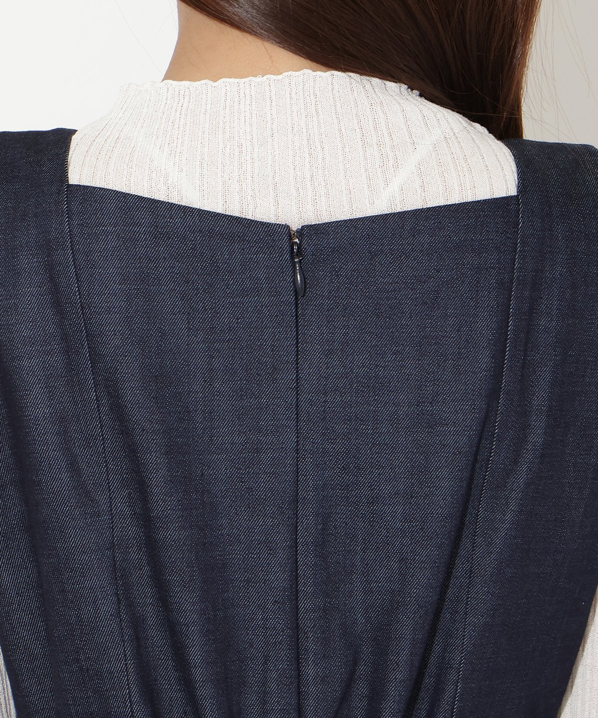 異素材ドッキングチュールワンピース