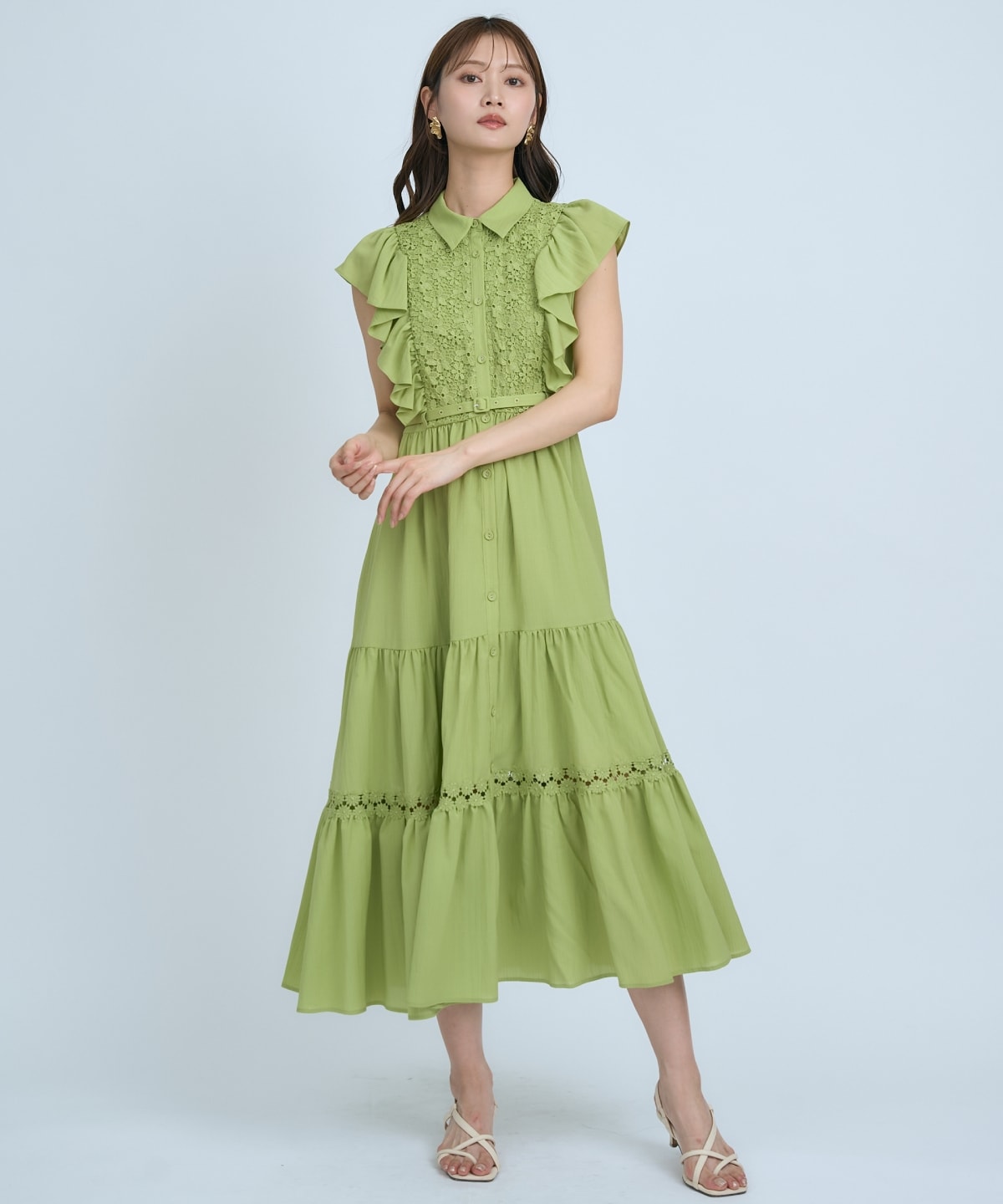 【先行予約受付中】レースフリルシャツワンピース