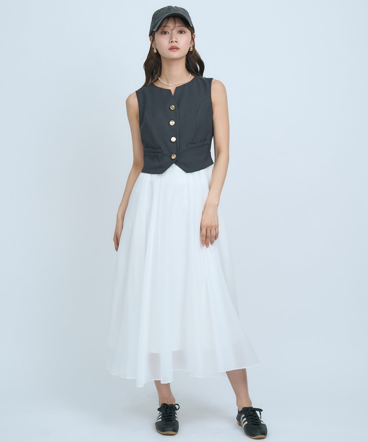 ショートジレレイヤードワンピース