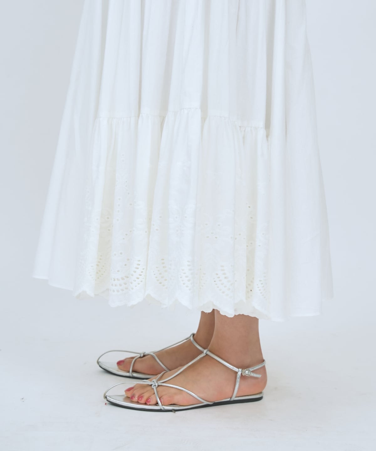 レースオフショルティアードワンピース