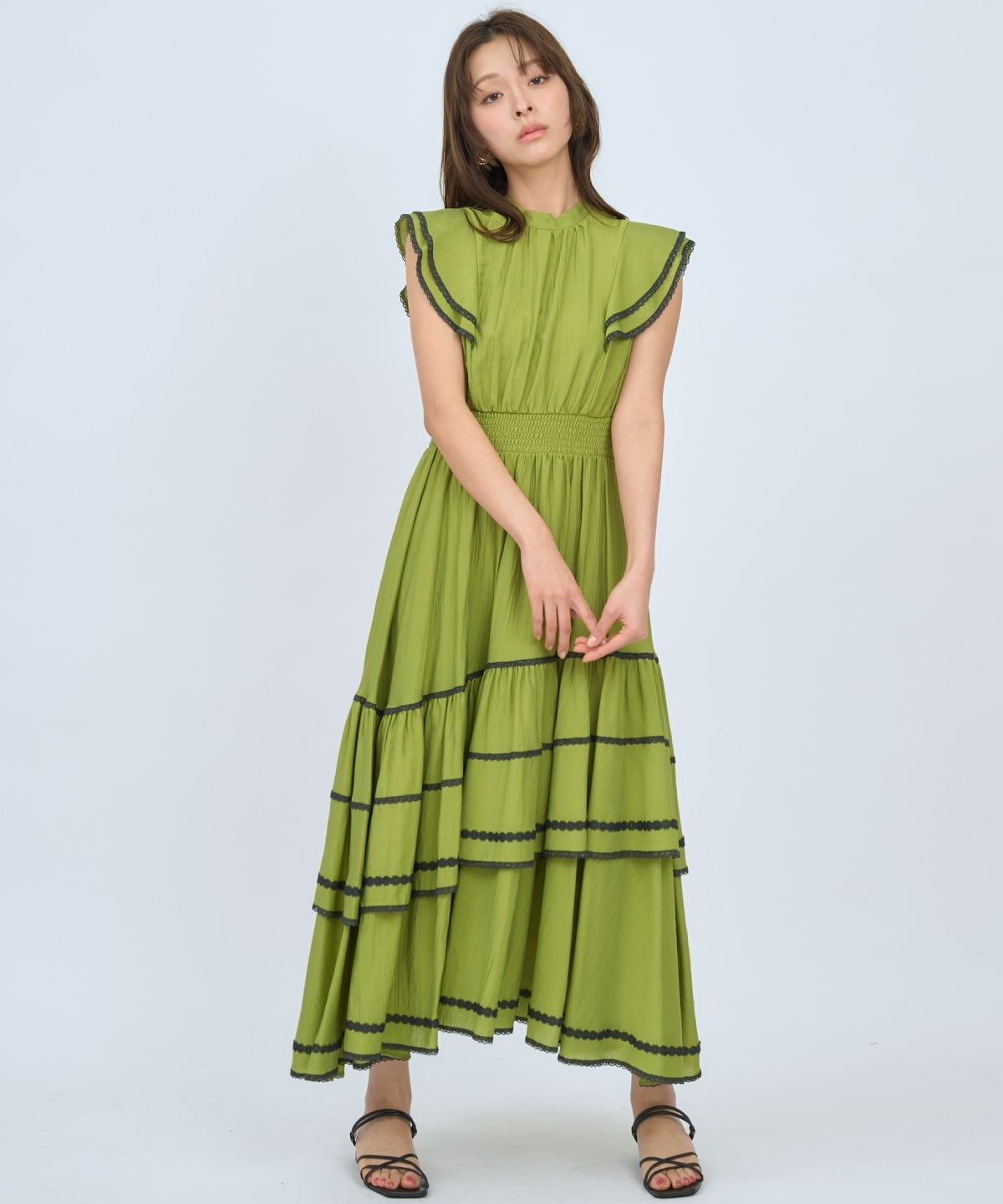 レーストリミングティアードワンピース