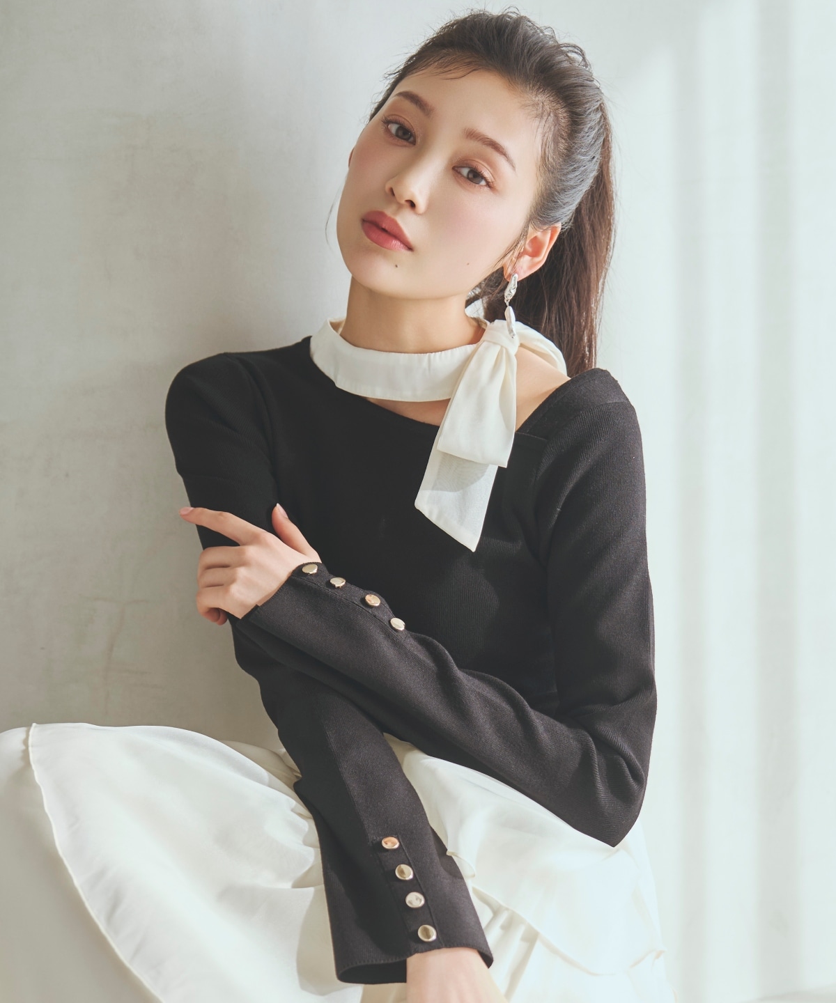 【先行予約受付中】リボン付きニットドッキングワンピース