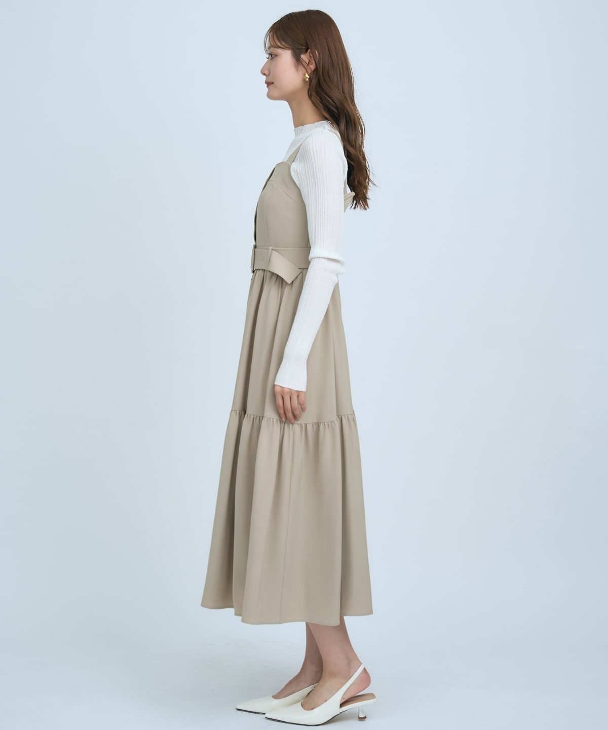 テーラードジレ×ティアードキャミワンピース