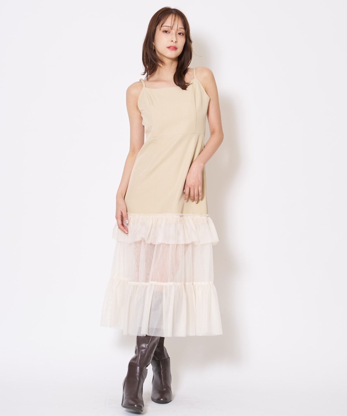 【先行予約受付中】ジャケット×シアーティアードワンピース