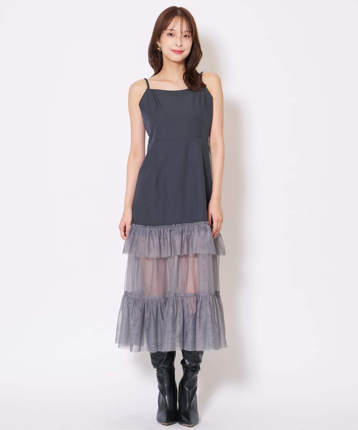 【先行予約受付中】ジャケット×シアーティアードワンピース