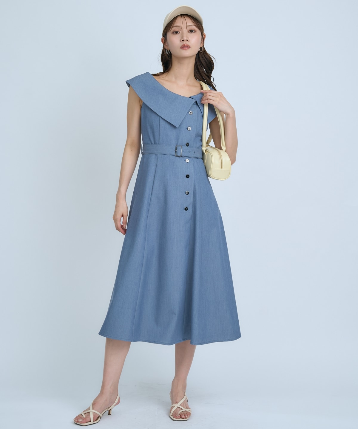 【先行予約受付中】アシメビックカラー前ボタンワンピース