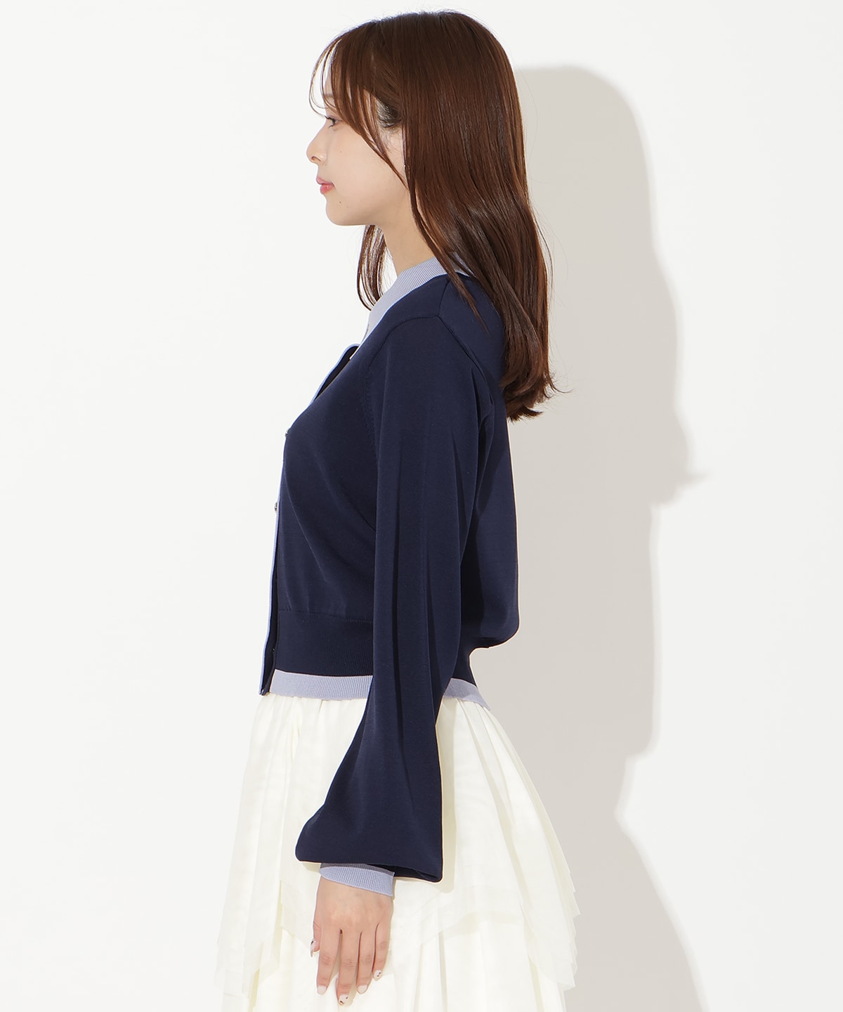 【先行予約受付中】配色レイヤードライクニットカーディガン