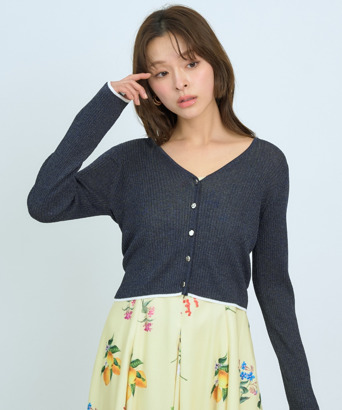 【5/14(木)一部店舗先行発売】シアーリブクロップドニットカーディガン