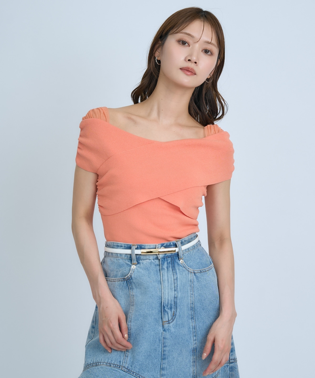 【先行予約受付中】クロスネックオフショルニットプルオーバー