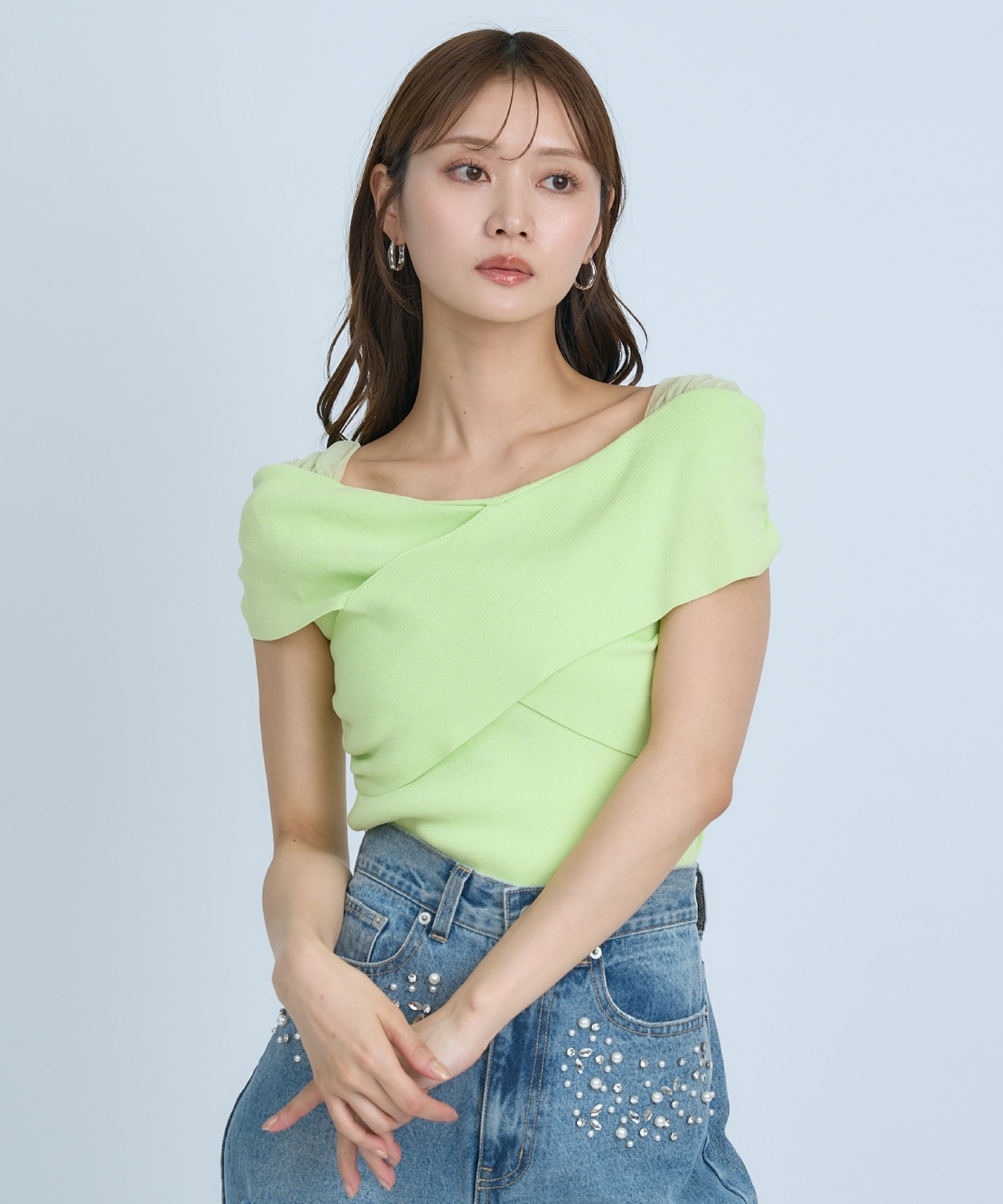 【先行予約受付中】クロスネックオフショルニットプルオーバー