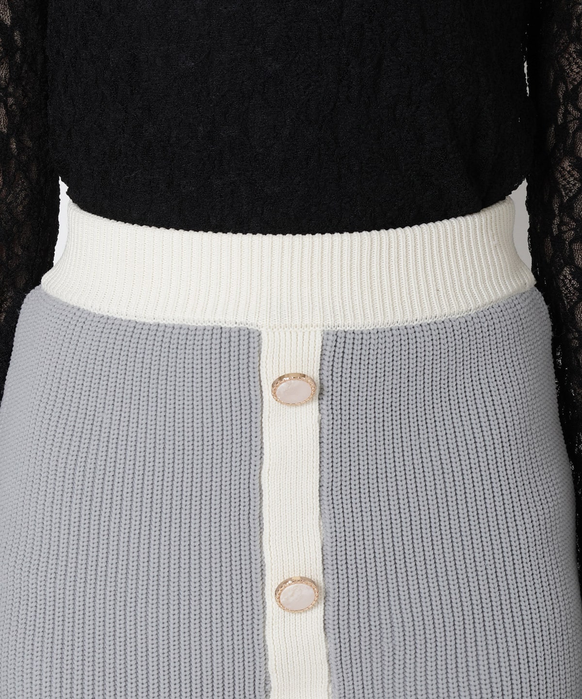 配色ニットミニスカート