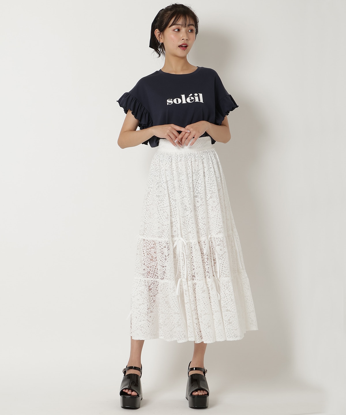 フリル袖Tシャツ