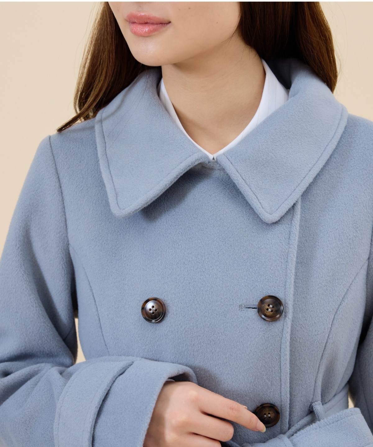 ウールライクダブルロングコート