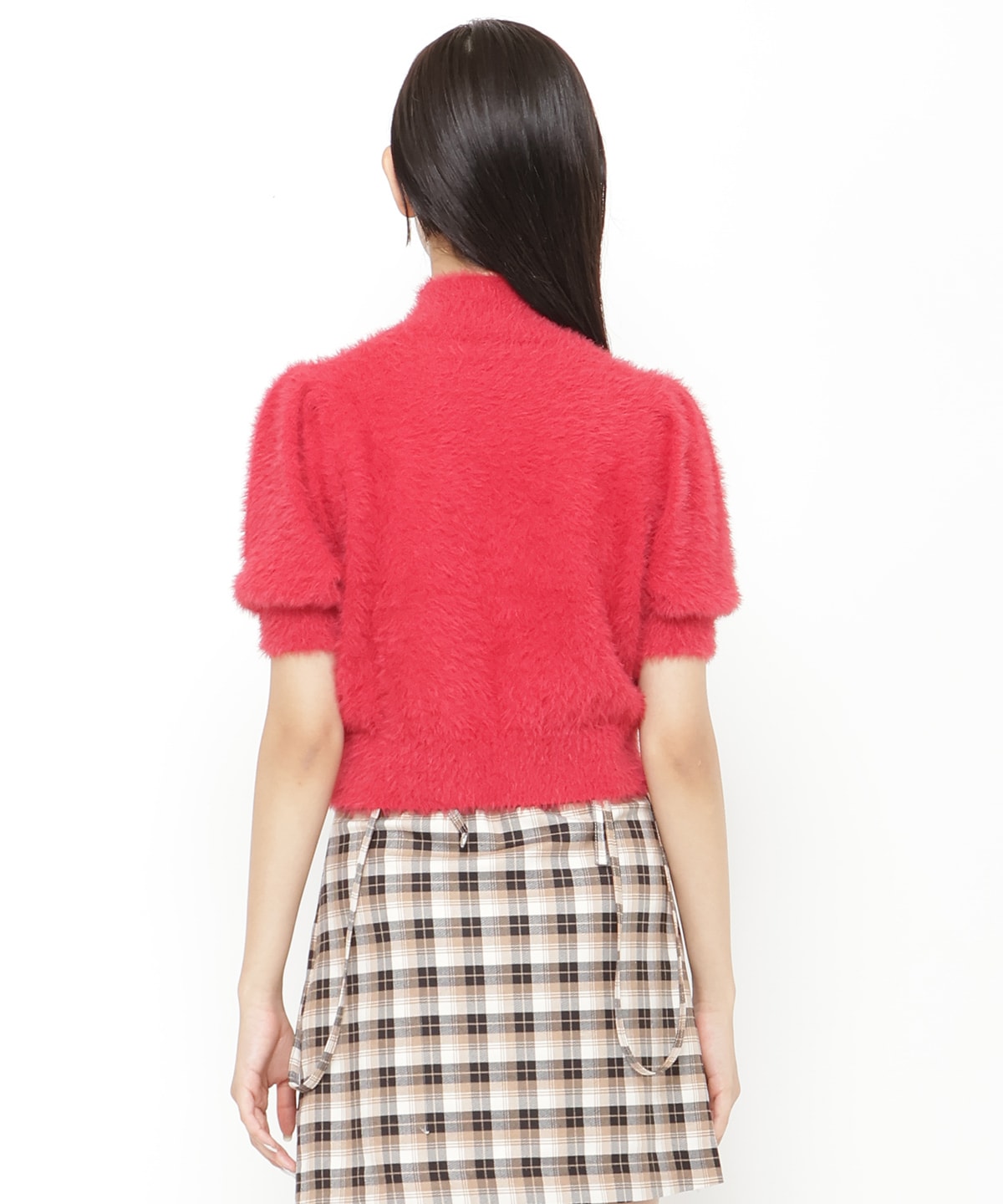 フェザーライク半袖ニットプルオーバー