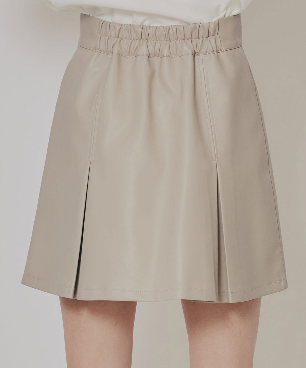 【セットアップ可能】フェイクレザーBOXプリーツミニスカート
