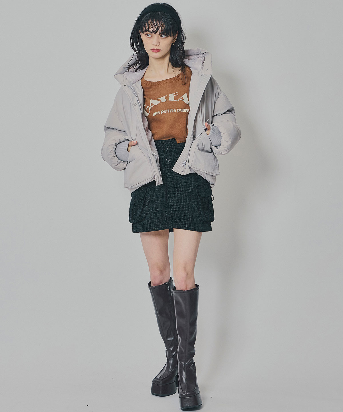 モールツイードカーゴミニスカート