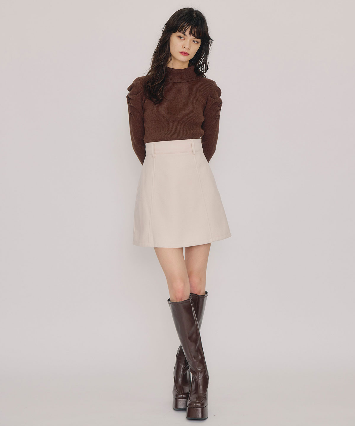 【セットアップ可能】ハイウエストフレアミニスカート